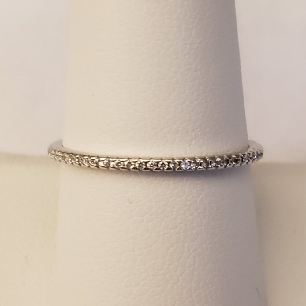 Women's 925 Sterling Silver Half Eternity Band Ring Round Clear Stone 8.5 Bridal